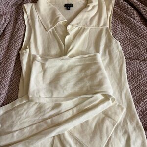 Nine West Cream Collared Vest Cardigan w/sash